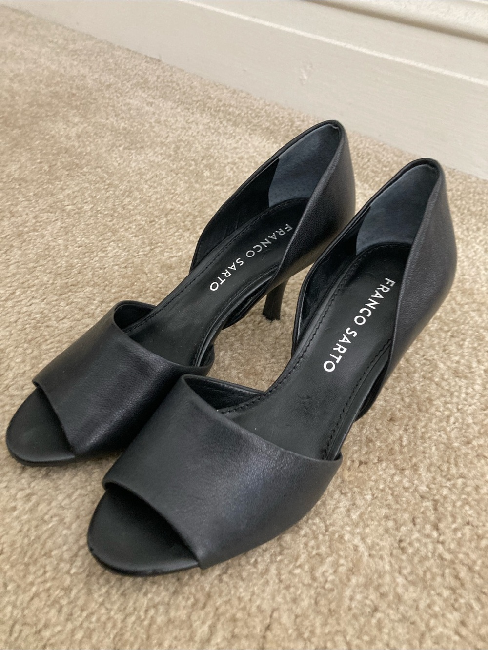 Franco Sarto Black Open-Toe D'Orsay Pumps 6
